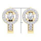 0.50 Carat (ctw) 10K Yellow Gold Round White Diamond Ladies Halo Style Hoop Earrings 1/2 CT