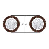 0.25 Carat (ctw) 14K Rose Gold Round Champagne & White Diamond Ladies Cluster Style Stud Earrings 1/4 CT