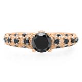 1.15 Carat (ctw) 14K Rose Gold Round Cut Black Diamond Ladies Bridal Vintage & Antique Engagement Ring