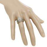 0.60 Carat (ctw) 18K Yellow Gold Round Cut Diamond Ladies Bridal Split Shank Halo Engagement Ring With Matching Band Set