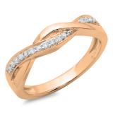 0.15 Carat (ctw) 14K Rose Gold Round Cut Diamond Ladies Swirl Split Shank Bridal Anniversary Promise Ring