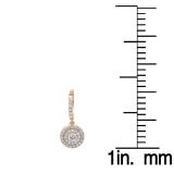 0.70 Carat (ctw) 14K Rose Gold Round White Diamond Ladies Halo Style Dangling Earrings 3/4 CT