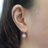 0.70 Carat (ctw) 18K White Gold Round White Diamond Ladies Halo Style Dangling Earrings 3/4 CT