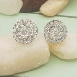 1.15 Carat (ctw) 10K White Gold Round Cut White Diamond Ladies Cluster Style Stud Earrings