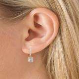0.50 Carat (ctw) 10K Rose Gold Round White Diamond Ladies Halo Style Dangling Earrings 1/2 CT
