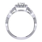 0.75 Carat (ctw) 10K White Gold Round Cut Black & White Diamond Ladies Bridal Swirl Split Shank Halo Engagement Ring 3/4 CT