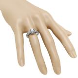0.75 Carat (ctw) 10K White Gold Round Cut Black & White Diamond Ladies Bridal Swirl Split Shank Halo Engagement Ring 3/4 CT