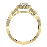 0.75 Carat (ctw) 14K Yellow Gold Round Cut Black & White Diamond Ladies Bridal Swirl Split Shank Halo Engagement Ring 3/4 CT