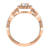 0.75 Carat (ctw) 18K Rose Gold Round Cut Black & White Diamond Ladies Bridal Swirl Split Shank Halo Engagement Ring 3/4 CT