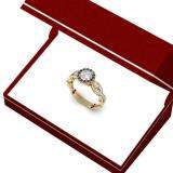 0.75 Carat (ctw) 18K Yellow Gold Round Cut Black & White Diamond Ladies Bridal Swirl Split Shank Halo Engagement Ring 3/4 CT