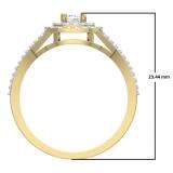 0.55 Carat (ctw) 10K Yellow Gold Princess & Round Cut Diamond Ladies Split Shank Vintage Style Bridal Halo Engagement Ring 1/2 CT