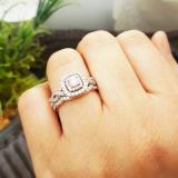 0.95 Carat (ctw) 18K Rose Gold Round Cut White Diamond Ladies Swirl Bridal Split Shank Halo Engagement Ring With Matching Band Set 1 CT