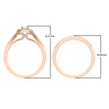 0.40 Carat (ctw) 10K Rose Gold Princess & Round Cut Diamond Ladies Split Shank Halo Bridal Engagement Ring With Matching Band Set
