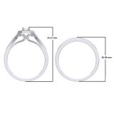 0.40 Carat (ctw) 10K White Gold Princess & Round Cut Diamond Ladies Split Shank Halo Bridal Engagement Ring With Matching Band Set