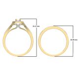 0.40 Carat (ctw) 18K Yellow Gold Princess & Round Cut Diamond Ladies Split Shank Halo Bridal Engagement Ring With Matching Band Set