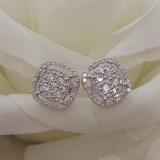 1.00 Carat (ctw) 10K White Gold Round Cut White Diamond Ladies Cluster Style Stud Earrings 1 CT