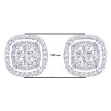 1.00 Carat (ctw) 14K White Gold Round Cut White Diamond Ladies Cluster Style Stud Earrings 1 CT