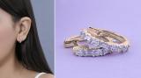 0.45 Carat (ctw) 14K Rose Gold Round & Baguette Cut White Diamond Ladies Huggies Hoop Earrings 1/2 CT