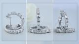 0.45 Carat (ctw) 14K White Gold Round & Baguette Cut White Diamond Ladies Huggies Hoop Earrings 1/2 CT