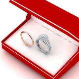 0.55 Carat (ctw) 10K Rose Gold Round Cut Diamond Ladies Split Shank Bridal Cluster Engagement Ring With Matching Band Set 1/2 CT
