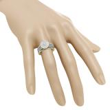 0.55 Carat (ctw) 18K Yellow Gold Round Cut Diamond Ladies Split Shank Bridal Cluster Engagement Ring With Matching Band Set 1/2 CT