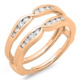 0.45 Carat (ctw) 10K Rose Gold Round Diamond Ladies Anniversary Wedding Band Enhancer Guard Double Ring 1/2 CT