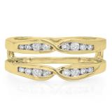 0.45 Carat (ctw) 18K Yellow Gold Round Diamond Ladies Anniversary Wedding Band Enhancer Guard Double Ring 1/2 CT