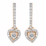0.50 Carat (ctw) 14K Rose Gold Round White Diamond Ladies Heart Dangling Drop Earrings 1/2 CT