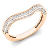 0.35 Carat (ctw) 14K Rose Gold Round Cut White Diamond Ladies Stackable Anniversary Wedding Contour Band Guard Ring