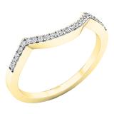 0.10 Carat (ctw) 14K Yellow Gold Round Diamond Stackable Wedding Contour Band Guard Ring 1/10 CT