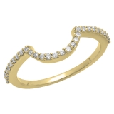 0.15 Carat (ctw) 10K Yellow Gold Round Cut Diamond Ladies Anniversary Wedding Stackable Band Contour Guard Ring