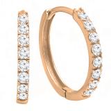 0.45 Carat (ctw) 10K Rose Gold Round Cut White Diamond Huggie Hoop Earrings 1/2 CT