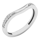 0.10 Carat (ctw) 10K White Gold Round Diamond Ladies Anniversary Wedding Band Guard Ring 1/10 CT