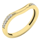 0.10 Carat (ctw) 10K Yellow Gold Round Diamond Ladies Anniversary Wedding Band Guard Ring 1/10 CT