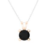 0.50 Carat (ctw) 10K Rose Gold Round Diamond Solitaire Pendant (Silver Chain Included) 1/2 CT