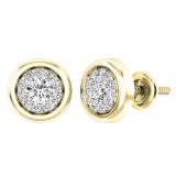0.40 Carat (ctw) 10K Yellow Gold Round White Diamond Ladies Cluster Stud Earrings