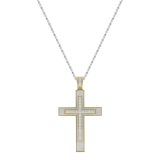 1.45 Carat (ctw) Yellow Plated Sterling Silver Diamond Mens Religious Cross Pendant 1 1/2 CT