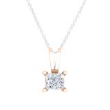 0.40 Carat (ctw) 10K Rose Gold Princess Diamond Solitaire Pendant (Silver Chain Included)