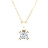0.40 Carat (ctw) 14K Yellow Gold Princess Diamond Solitaire Pendant (Gold Chain Included)