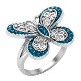 Dazzlingrock Collection Butterfly Diamond Ring - 0.05 Ct 10K White Gold Cocktail Right Hand Ring - View #3