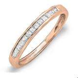 0.33 Carat (ctw) 14k Rose Gold Princess Diamond Ladies Anniversary Wedding Matching Band Stackable Ring