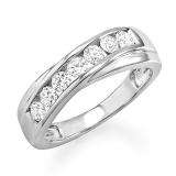 0.90 Carat (ctw) 14k White Gold Round Diamond Mens Wedding Anniversary Band Ring