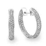 2.25 Carat (ctw) 14k White Gold Round Diamond Hoop Earrings