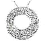 1.00 Carat (ctw) 14k White Gold Round Diamond Ladies Circle Pendant 1 CT (Silver Chain Included)