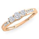 0.35 Carat (ctw) 10k Rose Gold Round Diamond Ladies 3 stone Engagement Bridal Ring