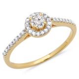 0.40 Carat (ctw) 14k Yellow Gold Round Cut Diamond Ladies Engagement Bridal Halo Ring