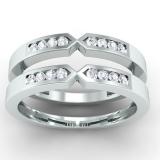 0.25 Carat (ctw) 14k White Gold Round Diamond Ladies Anniversary Wedding Band Guard Double Ring 1/4 CT