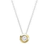 0.05 Carat 18k Gold Round Diamond Bezel Solitaire Pendant - Small Ladies Necklace With FREE 18 Inch Sterling Silver Chain