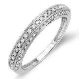 0.50 Carat (ctw) 10K White Gold Round Diamond Anniversary Wedding Band Guard Matching Ring 1/2 CT