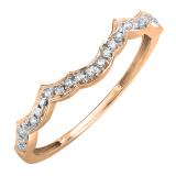 0.10 Carat (ctw) 10K Rose Gold Round Cut Diamond Ladies Anniversary Wedding Stackable Contour Guard Band 1/10 CT